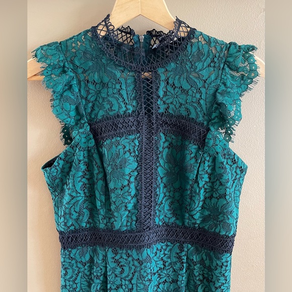 BARDOT Latoya Hunt Green Lace Sheath Midi Dress size US 6/S - Picture 5 of 7